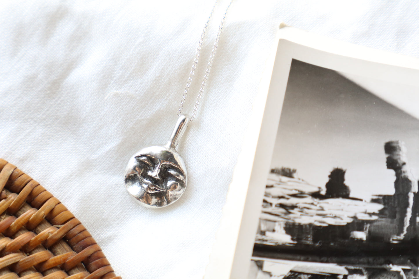 Moon face talisman necklace in Sterling silver
