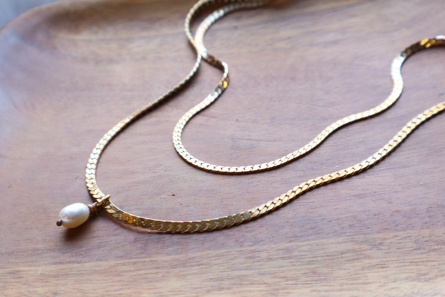Bud pearl layered necklace
