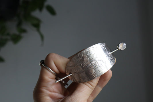One of a kind Folk hair slide - sterling silver