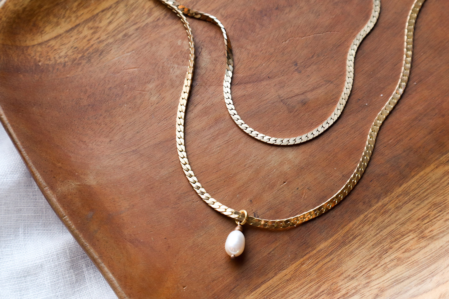 Bud pearl layered necklace