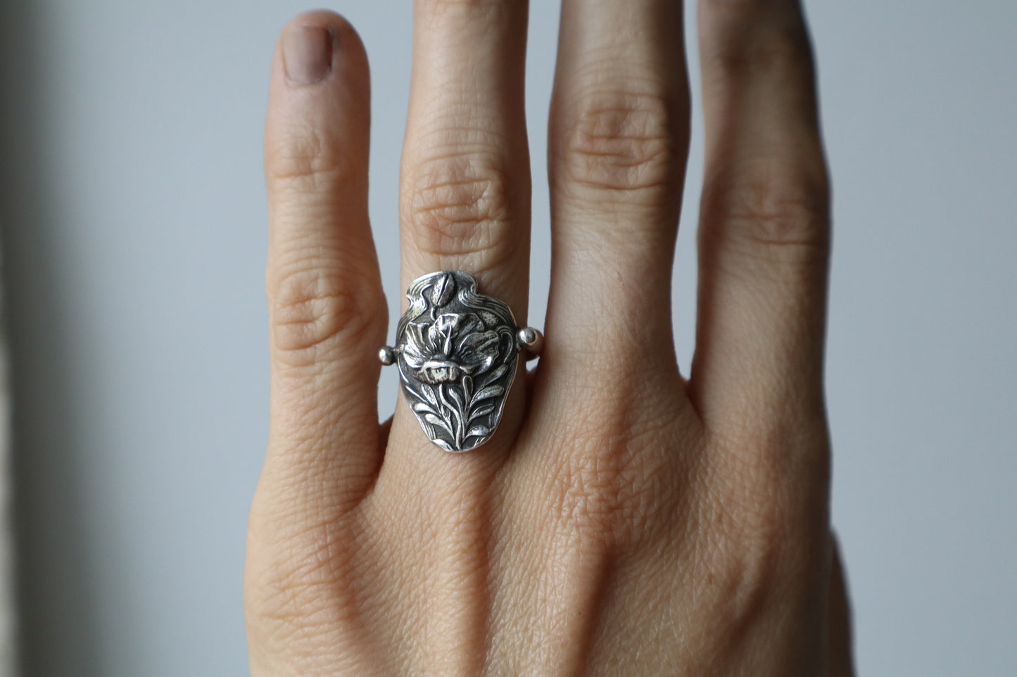 one of one - Flora ring - sterling silver -  7