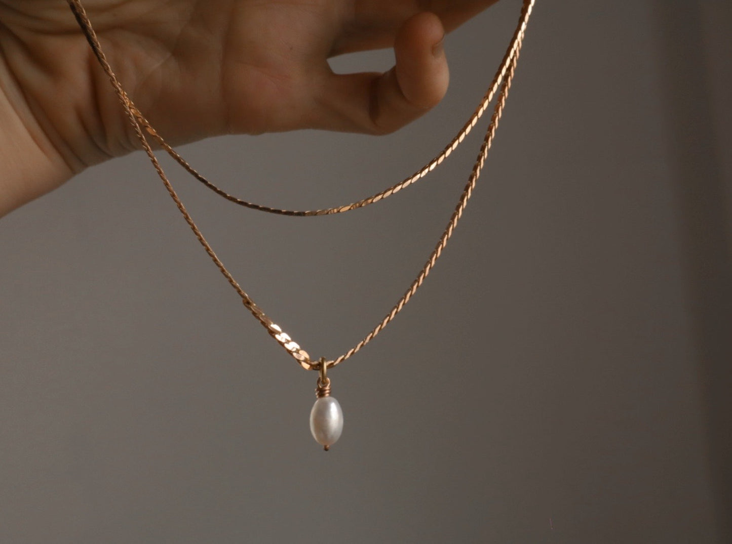Bud pearl layered necklace