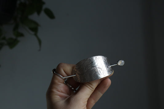 One of a kind Folk hair slide - sterling silver