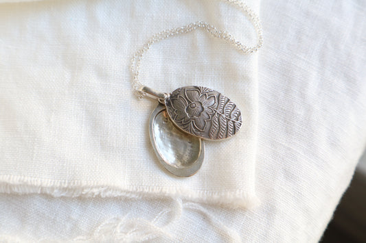 Aster locket ~sterling silver~
