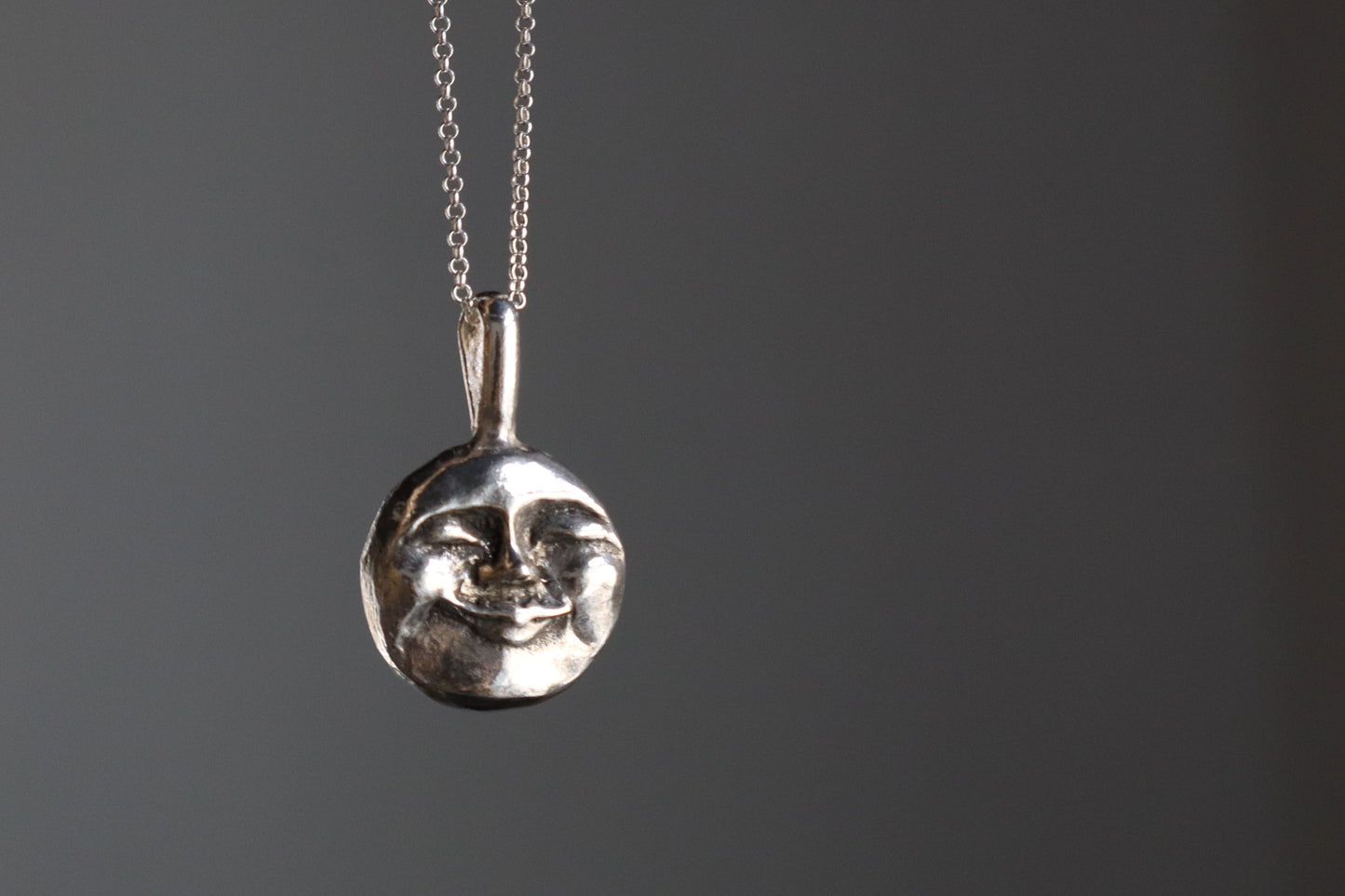 Moon face talisman necklace in Sterling silver
