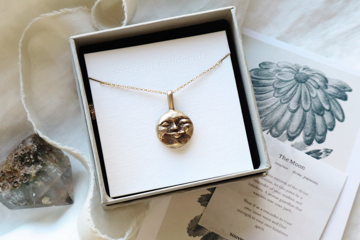 Moon face talisman necklace